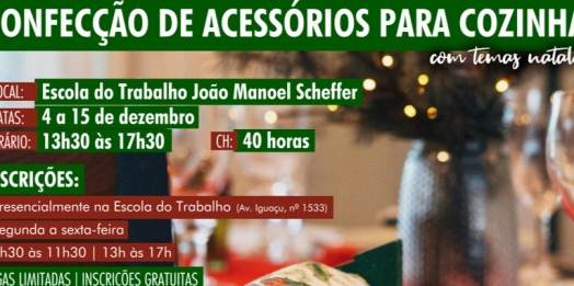Inscrições abertas para o curso confecção de acessórios para cozinha em São Miguel do Iguaçu
