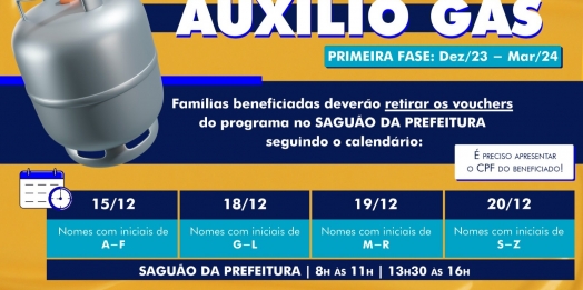 Governo Municipal institui o programa ‘Auxílio Gás’ e inicia entrega de vouchers nesta sexta-feira (15)