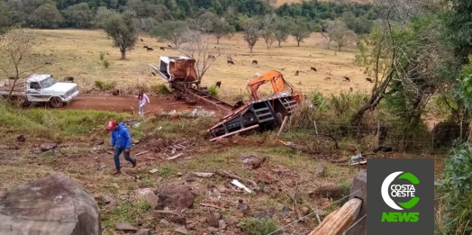 Grave acidente com caminhão deixa feridos em Ouro Verde do Oeste; dois seriam moradores de Santa Helena