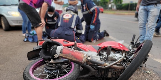 Grave acidente é registrado em Santa Helena e deixa motociclista ferido