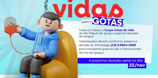 Grupo Gotas de Vida convida comunidade para ação de doação de sangue neste sábado (22)
