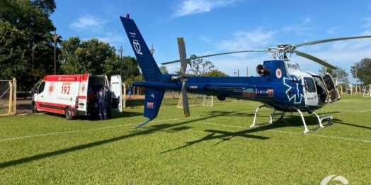 Helicóptero do Consamu transfere paciente de Santa Helena para hospital de Toledo