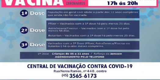 Horário especial de vacinação contra Covid-19 será realizado na próxima quinta-feira (03) em São Miguel