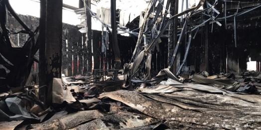 Imagens mostram estragos causados por incêndio no canteiro de obras da Frimesa em Assis Chateaubriand