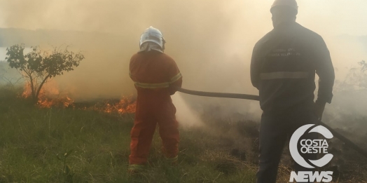Incêndio de grandes proporções atinge vegetação no balneário de Santa Helena