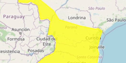 INMET alerta para risco de tempestade para região oeste entre domingo, 06, e segunda, 07