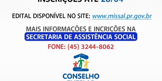 Inscrições para eleição do Conselho Tutelar de Missal encerram nesta sexta-feira (28)