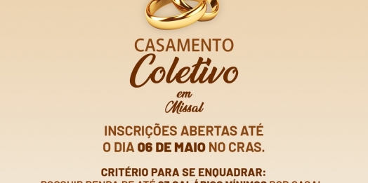 Inscrições para o Casamento Coletivo em Missal seguem até o dia 06 de maio