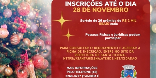 Inscrições para o Programa de Decoração Natalina em Santa Helena encerram na segunda-feira (28 )