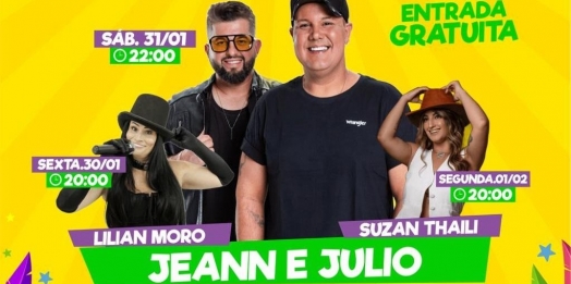 Jeann e Julio, Lilian Moro e Suzan Thaili são atrações do Pré-carnaval de Santa Helena neste fim de semana