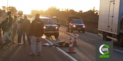 Jovem morre atropelada na BR 277 em Medianeira