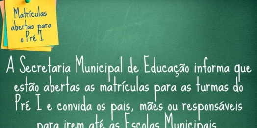 Matrículas para o Pré I serão realizadas nos dias 22 e 25 de janeiro em Santa Helena