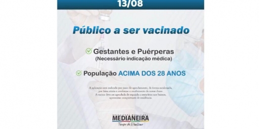 Medianeira começa a vacinar população em geral acima de 28 anos