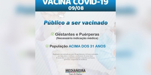 Medianeira começa a vacinar população em geral acima de 31 anos