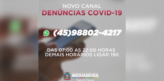 Medianeira divulga número para denúncia de  irregularidades sobre o decreto