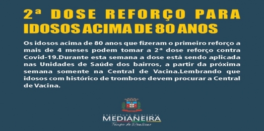 Medianeira inicia a aplicação da 2ª  dose de reforço para idosos acima de 80 anos