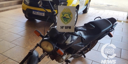 Moto usada em roubo a farmácia em Itaipulândia é recuperada pela Polícia Militar na PR-497