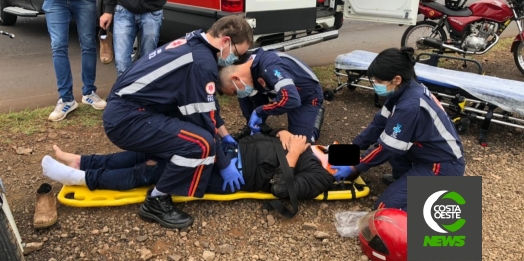 Motociclista fica ferido em acidente na PR 488 em Santa Helena