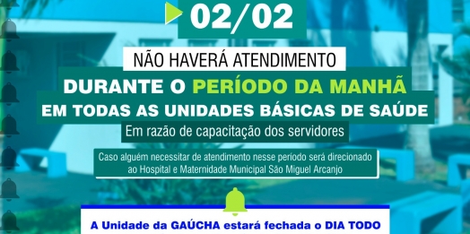 Não haverá atendimento nas Unidades de Saúde de São Miguel do Iguaçu na manhã desta sexta-feira