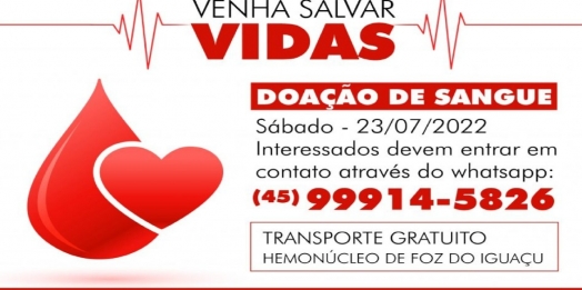 NASF de São Miguel do Iguaçu convida a comunidade para doação de sangue no próximo sábado (23)