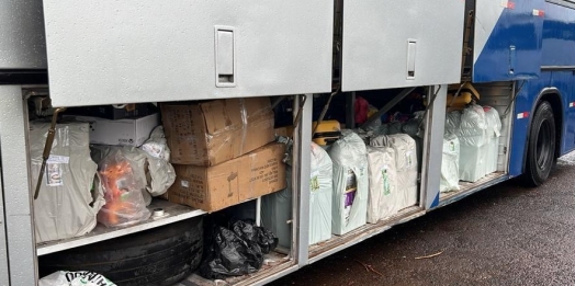Operação conjunta entre a Receita Federal, Polícia Rodoviária Federal e a Polícia Federal resulta na apreensão de três ônibus