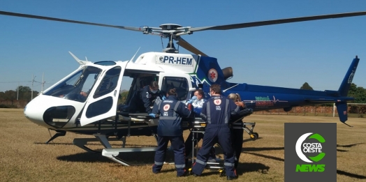 Paciente com suspeita de AVC em Santa Helena é transportado de helicóptero para Toledo
