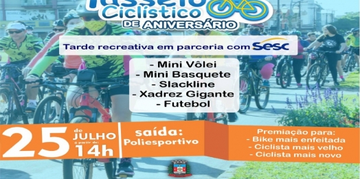 Para comemorar seus 62 anos Medianeira realiza no dia 25 de Julho o Passeio Ciclístico de Aniversário