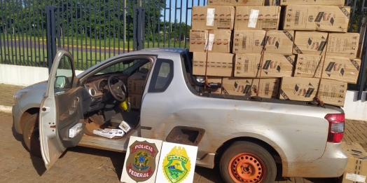PF e  BPFRON apreendem pickup carregadas com cigarros contrabandeados em Guaíra