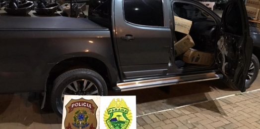PF e  BPFRON estouram depósito e apreendem quatro veículos e uma motocicleta carregados com contrabando na região