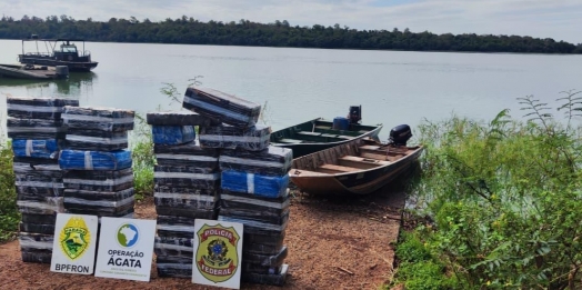 PF e PM apreendem quase 700 kg de maconha no lago em Santa Helena