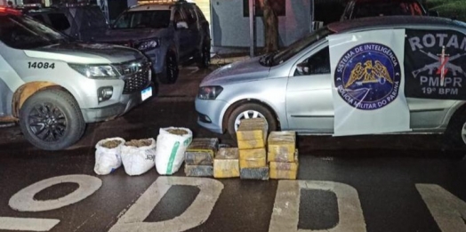PM apreende carro com mais de 100 quilos de maconha e murruga que saiu de Santa Helena
