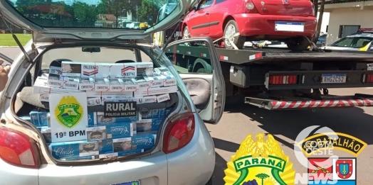 PM apreende veículos com cigarros contrabandeados em Ouro Verde do Oeste