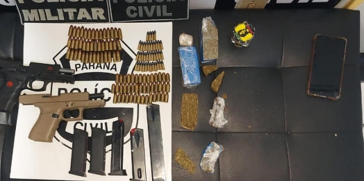 Polícia Civil e P2 da Polícia Militar apreendem armas, munições e drogas em Santa Terezinha