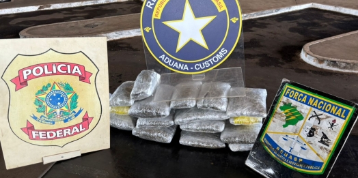PF, RFB e Força Nacional prendem homem transportando uma mala contendo 9kg de entorpecentes