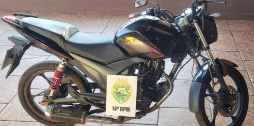 Polícia Militar apreende moto paraguaia com placa adulterada, em São Miguel do Iguaçu