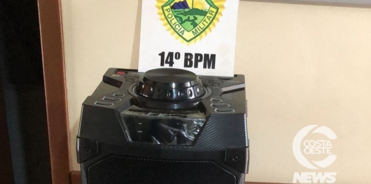 Polícia Militar de Itaipulândia apreende aparelho de som em ocorrência de perturbação de sossego