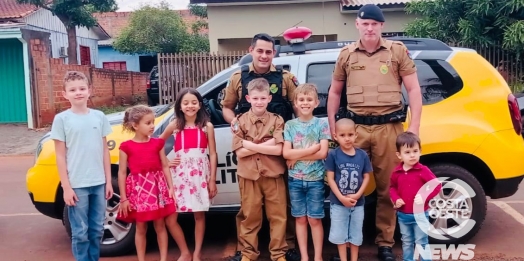 Polícia Militar de Itaipulândia realiza surpresa para aniversariante que sonha em ser policial