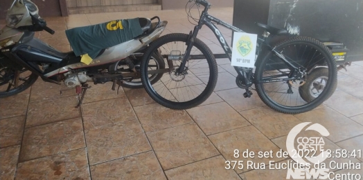 Polícia Militar encontra bicicleta furtada em carretinha com papelão em São Miguel do Iguaçu