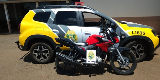 Polícia Militar recupera motocicleta furtada em estrada rural de Missal