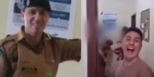 Policiais aparecem sorrindo durante gravação de tortura em batalhão de Matelândia