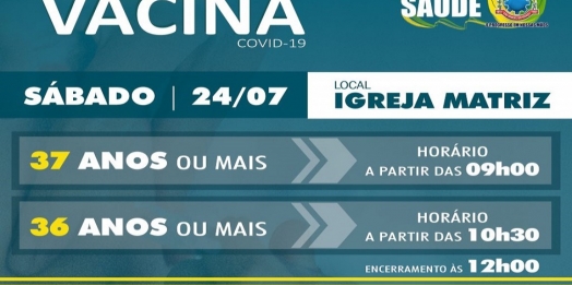 População de 37 e 36 anos será vacinada contra Covid-19 neste sábado (24) em São Miguel do Iguaçu