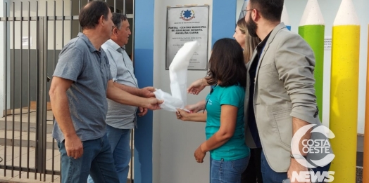 Prefeito de São Miguel do Iguaçu, Boaventura Motta, inaugura obra no CMEI Angelina Carra