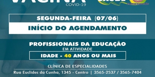 Profissionais da Educação de São Miguel com idade a partir dos 40 anos podem agendar vacina contra Covid-19
