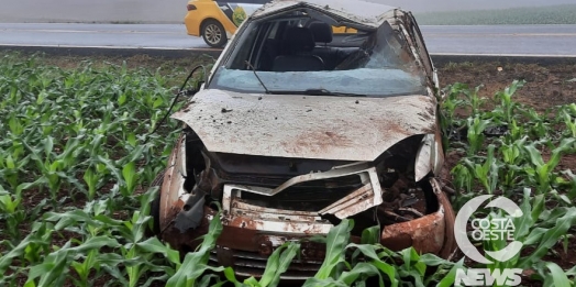 PRv de Santa Helena atende acidente na PR 590, em Matelândia