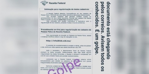 Receita Federal alerta para retorno de fraude via correspondência