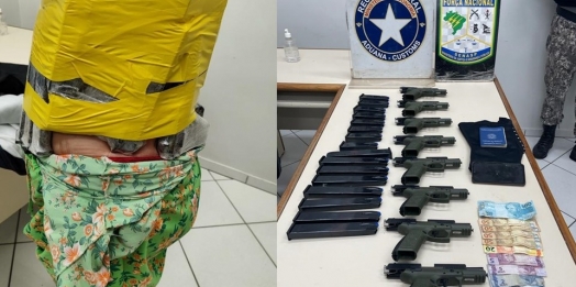 Receita Federal e Força Nacional apreendem 8 pistolas turcas na Ponte Internacional da Amizade