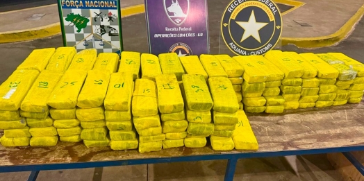 Receita Federal retém mais de 90 kg de substância análoga à maconha em fiscalização na Aduana da Ponte Internacional da Amizade