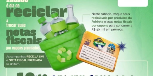 Recicla SMI terá nova edição neste sábado (10) com troca de recicláveis e notas fiscais