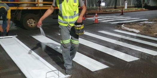 Repintura das faixas de pedestre em Medianeira