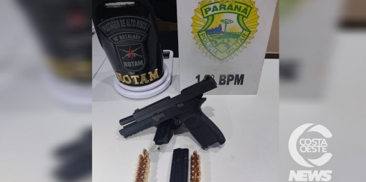 ROTAM prende homem com pistola e munições em Medianeira